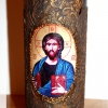 Червено вино с икона на Христос